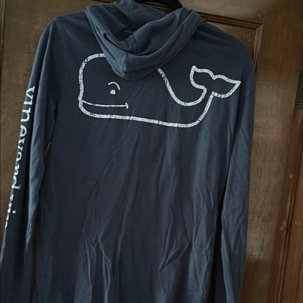 Vineyard Vines Blue Hoodie with Whale Graphic